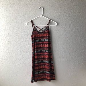 Tribal/Elephant, Criss-Cross Back Sun Dress, XS